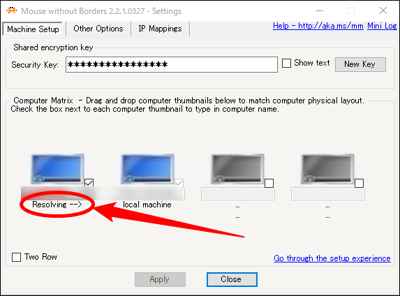 Resolvingと表示