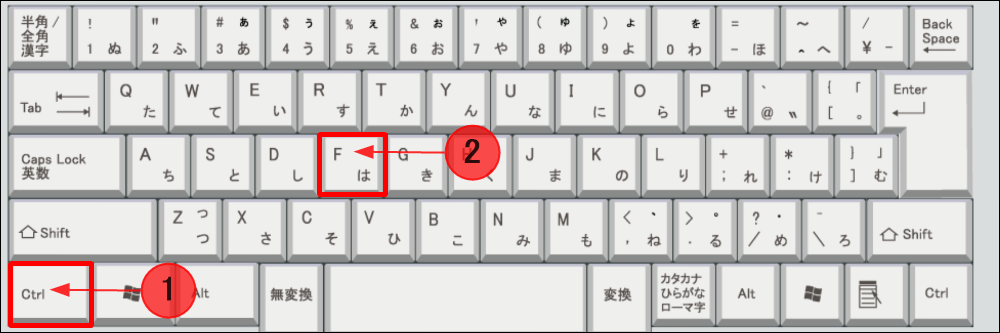 CtrlキーとFキーを押す