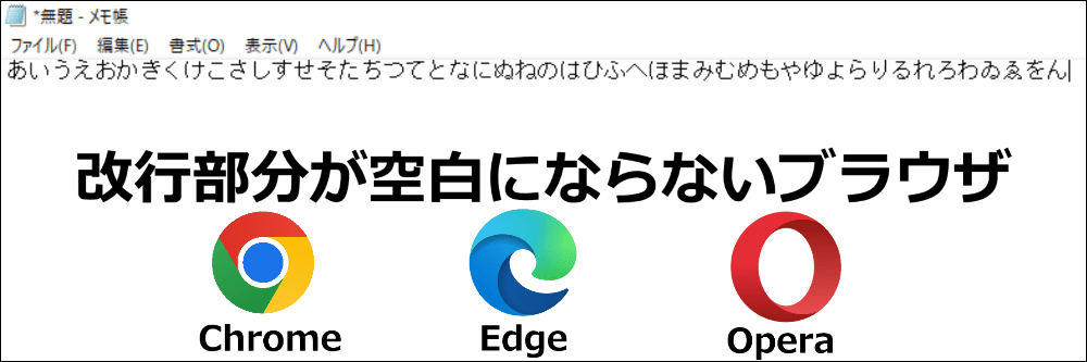 改行部分が空白にならないブラウザ