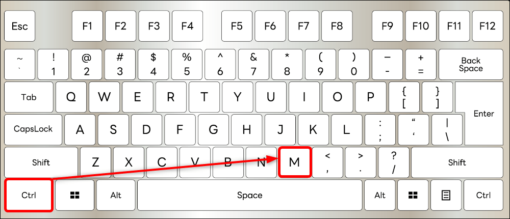 CtrlキーとMキーを押す